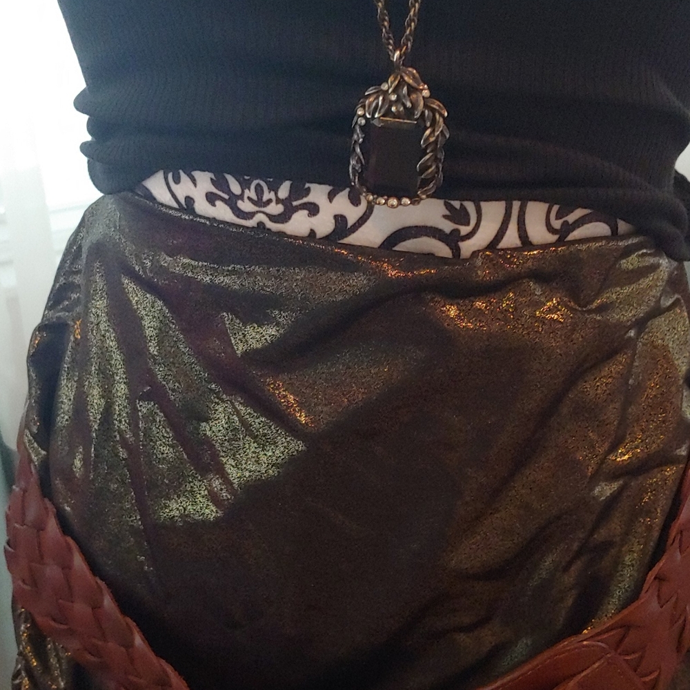 Olive liquid metallic skirt New size 8 - Picture 9 of 9